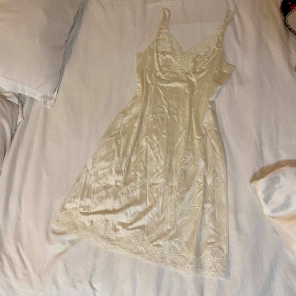 Vintage Bali white satin slip dress